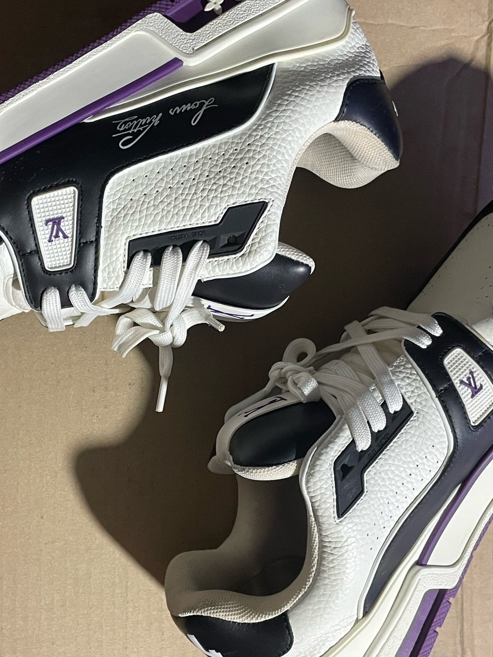 Worn 3 times Louis Vuitton Lv Trainer Violet Black&White Size 11